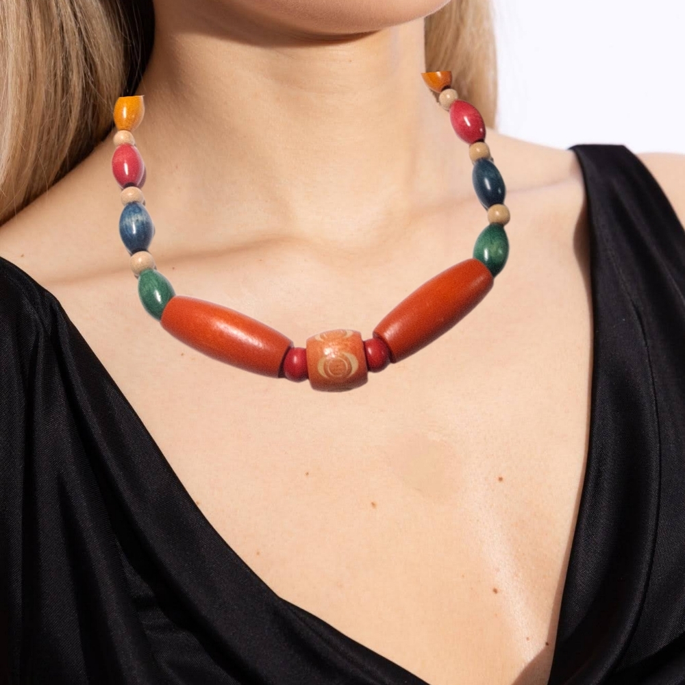 Multicolor Handmade Wooden Beads Chocker/Necklace